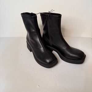 Wild Fable Christi Ankle Black Boots Womens Size 8.5  Square Toe Stretch Upper
